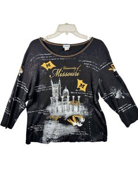 P. Michael Universiy of Missouri Tigers Shirt Vintage All-Over Print Bling L